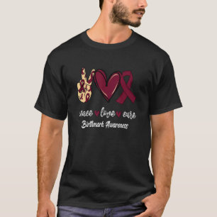 Peace Love Cure Birthmark Burgundy Ribbon Awarenes T-Shirt