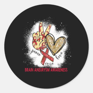 Peace Love Cure Bleached Brain Aneurysm Awareness  Classic Round Sticker