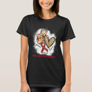 Peace Love Cure Bleached Brain Aneurysm Awareness  T-Shirt