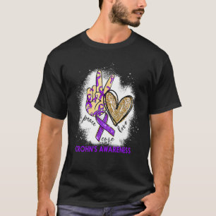 Peace Love Cure Bleached Crohn's Awareness T-Shirt