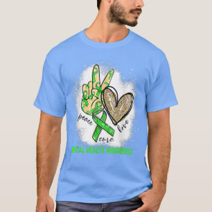 Peace Love Cure Bleached Mental Health Awareness59 T-Shirt