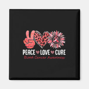 Peace Love Cure Blood Cancer Awareness Red Sunflow Magnet