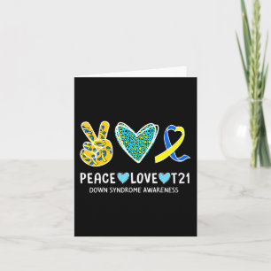 Peace Love Cure Blue And Yellow Ribbon Down Syndro Card