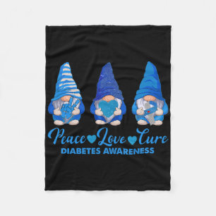 Peace Love Cure Blue Gnomes T1d Diabetes Awareness Fleece Blanket