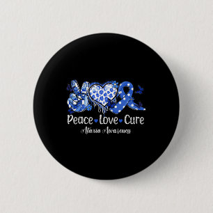 Peace Love Cure Blue Ribbon Ataxia Awareness 6 Cm Round Badge