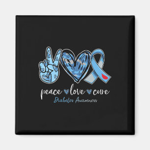 Peace love cure blue ribbon diabetes awareness mon magnet