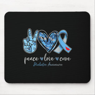 Peace Love Cure Blue Ribbon Diabetes Awareness Mon Mouse Pad