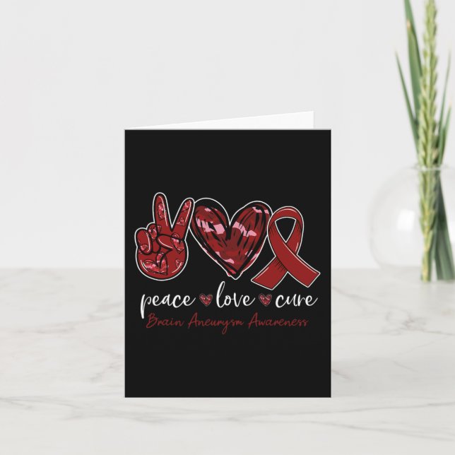 Peace love cure Brain Aneurysm Awareness month  Card (Front)