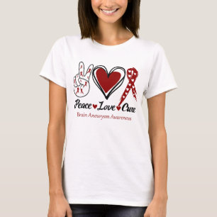 Peace Love Cure Brain Aneurysm Awareness T-Shirt
