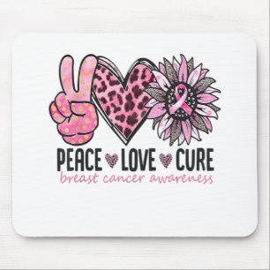 Peace Love Cure Breast Cancer Awareness Ribbon Sun Mouse Pad