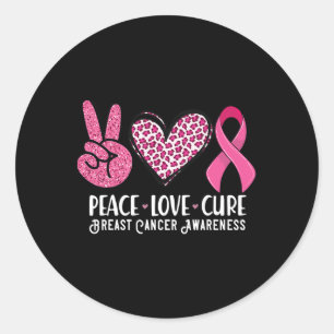 Peace Love Cure Breast Cancer Awareness Warrior Pi Classic Round Sticker