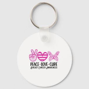 Peace Love Cure Breast Cancer Awareness Warrior Pi Key Ring