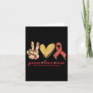 Peace Love Cure Burgundy Ribbon Brain Aneurysm Awa Card