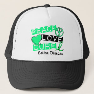 PEACE LOVE CURE CELIAC DISEASE T-Shirts Trucker Hat