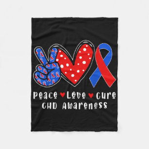 Peace Love Cure Chd Congenital Heart Defect Awaren Fleece Blanket