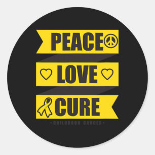 Peace Love Cure Childhood Cancer Awareness 1 Classic Round Sticker