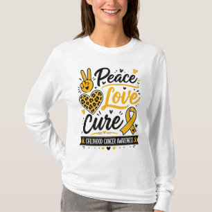 Peace Love Cure Childhood Cancer Awareness Art T-Shirt