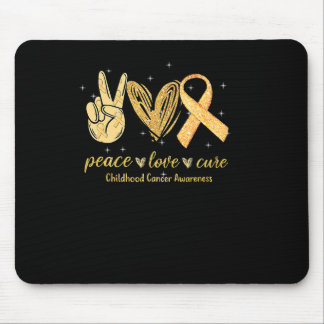 Peace Love Cure Childhood Cancer Awareness Gold Ri Mouse Pad