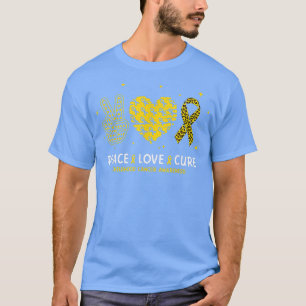 Peace Love Cure Childhood Cancer Awareness Gold Ri T-Shirt