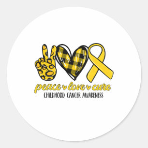 Peace Love Cure Childhood Cancer Awareness Leopard Classic Round Sticker