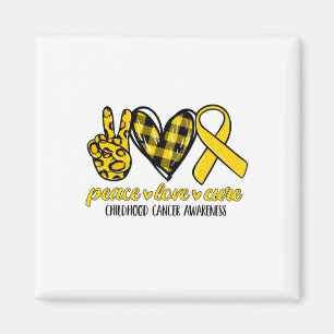 Peace Love Cure Childhood Cancer Awareness Leopard Magnet