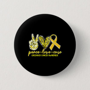 Peace Love Cure Childhood Cancer Awareness Leopart 6 Cm Round Badge