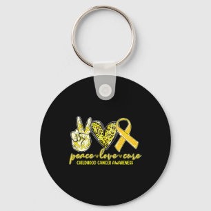 Peace Love Cure Childhood Cancer Awareness Leopart Key Ring