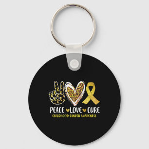 Peace Love Cure Childhood Cancer Awareness Leopart Key Ring