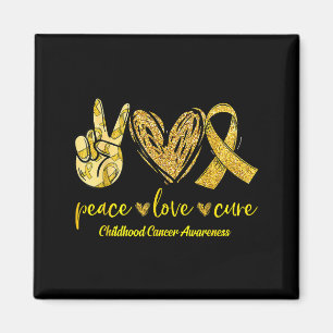 Peace Love Cure Childhood Cancer Awareness Leopart Magnet