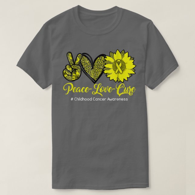 Peace Love Cure-Childhood Cancer Awareness  T-Shirt (Design Front)