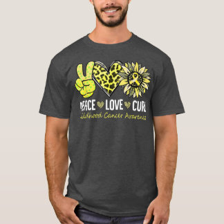 Peace Love Cure Childhood Cancer Awareness Yellow  T-Shirt