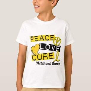 PEACE LOVE CURE CHILDHOOD CANCER T-Shirt