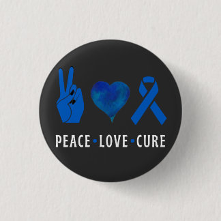 Peace Love Cure , Colon Cancer Awareness T-Shirt T 3 Cm Round Badge