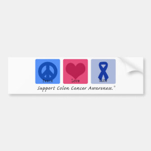 Peace Love Cure Colon Cancer Bumper Sticker