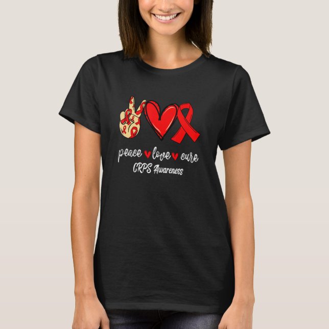 Peace Love Cure Complex Regional Pain Syndrome Awa T-Shirt (Front)