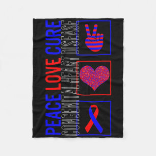 Peace Love Cure Congenital Heart Disease Awareness Fleece Blanket