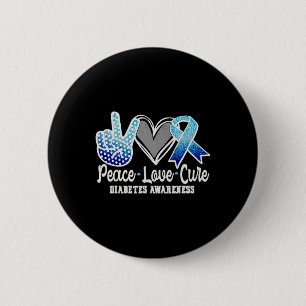 Peace Love Cure Diabetes Awareness 1 6 Cm Round Badge