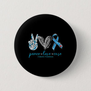 Peace Love Cure Diabetes Awareness 2 6 Cm Round Badge