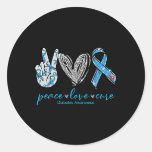 Peace Love Cure Diabetes Awareness Classic Round Sticker