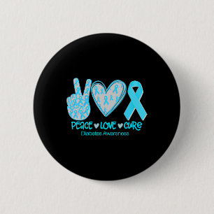 Peace Love Cure Diabetes Awareness Gift 6 Cm Round Badge