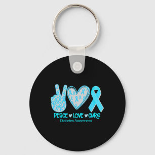 Peace Love Cure Diabetes Awareness Gift Key Ring