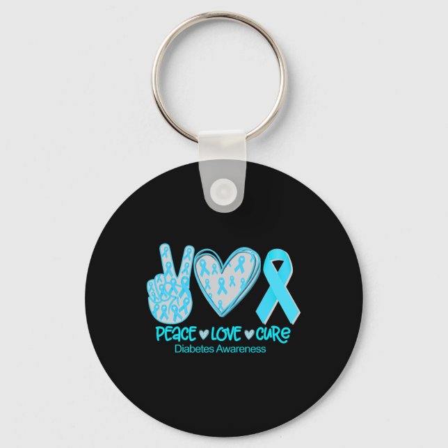 Peace Love Cure Diabetes Awareness Gift  Key Ring (Front)