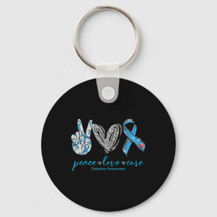 Peace Love Cure Diabetes Awareness  Key Ring