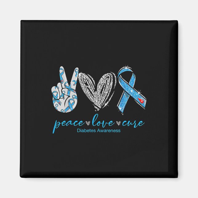 Peace Love Cure Diabetes Awareness  Magnet (Front)