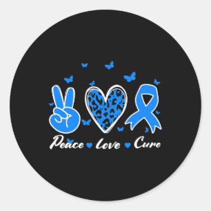 Peace Love Cure Diabetes Awareness Men Women Kids Classic Round Sticker