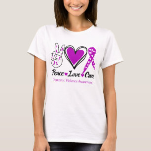 Peace Love Cure Domestic Violence Awareness T-Shirt