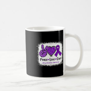 Peace Love Cure Drug Overdose Awareness Purple Rib Coffee Mug