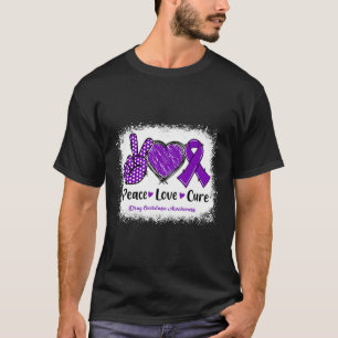 Peace Love Cure Drug Overdose Awareness Purple Rib T-Shirt