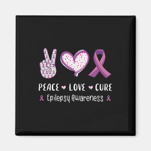 Peace Love Cure Epilepsy Awareness Men Women Kids  Magnet
