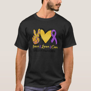 Peace Love Cure Epilepsy Awareness Month Purple Ri T-Shirt